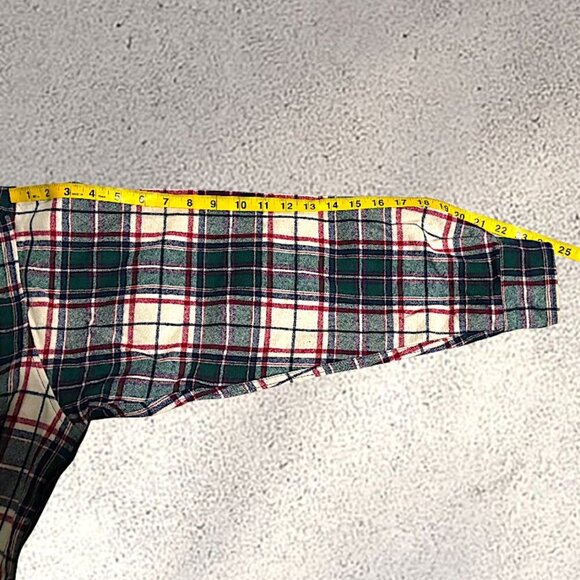 Vintage Pendelton Green/Cream Flannel Shirt with Suede Elbow Patches Size XL - Picture 12 of 13